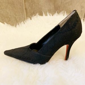 NWOT Linea Pelle Black Glittery Pumps, Sz. 36